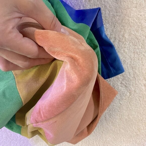 Danier Rainbow Stripe Suede Cropped Button Up Short Sleeve Jacket L - Picture 11 of 13